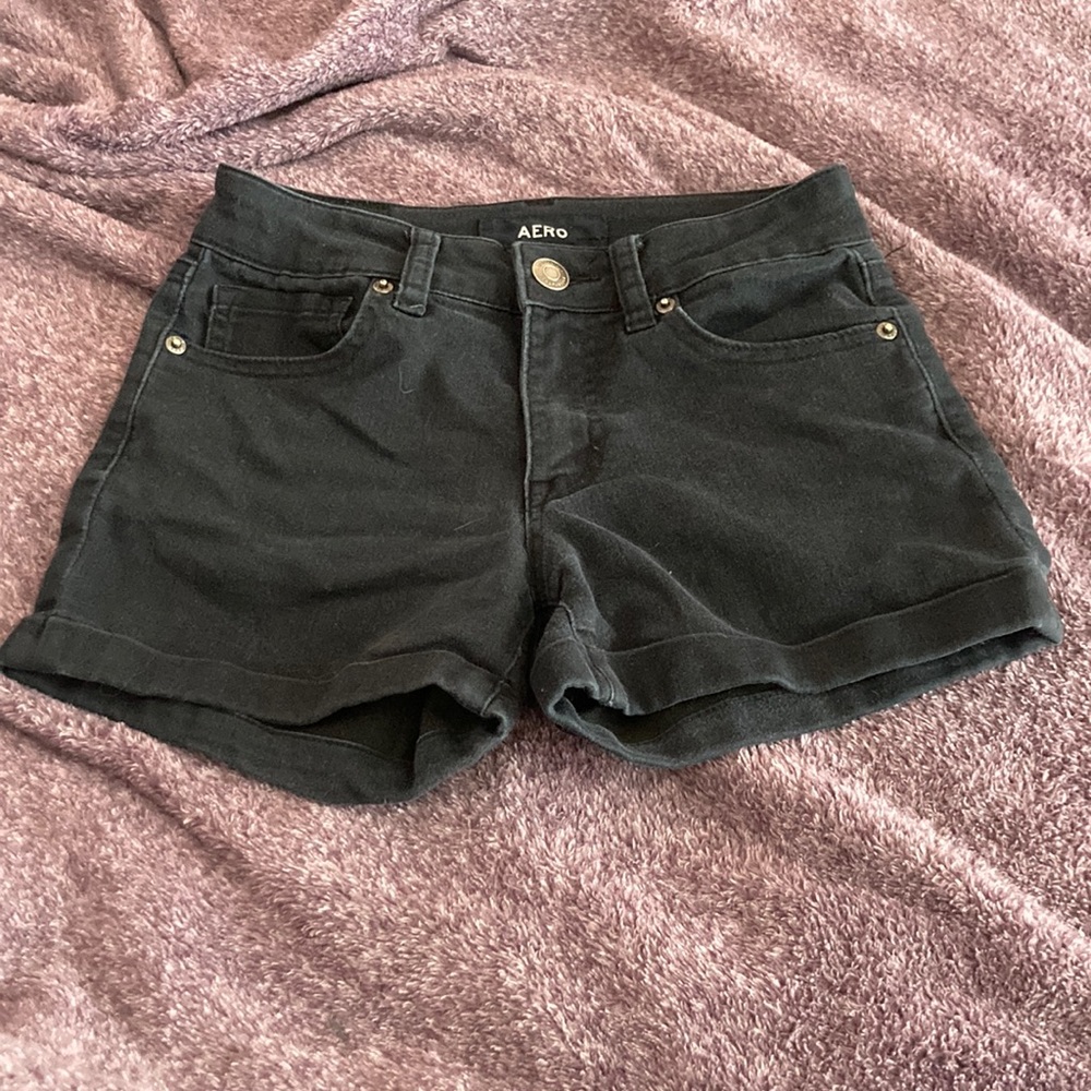 Aeropostale High Rise Midi Shorts in black